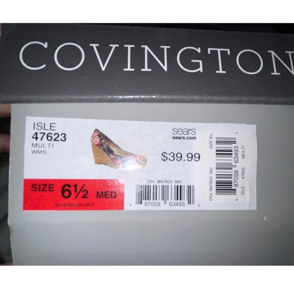 Covington Isle Floral Cork Wedge Heels - Size 6 1/2 M - New in Box‎ - Picture 2 of 9